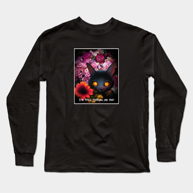 black cat, scary Long Sleeve T-Shirt by ElArrogante